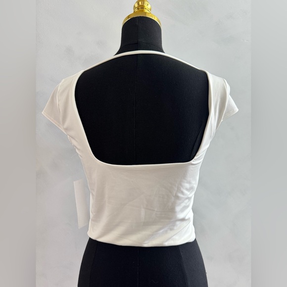 Women's White Boatneck Cap-Sleeve Top - Picture 2 of 2